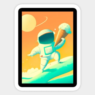 Astronaut with Ice Cream Sticker